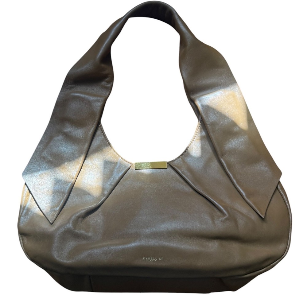 DeMellier London Modern Milan Ruched Leather Shoulder Bag Brown